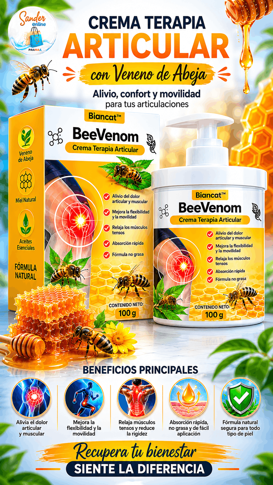 CREMA TERAPIA ARTICULAR BEE VENOM -  🐝 ¡Alivia tus molestias articulares con el poder del Veneno de Abeja!