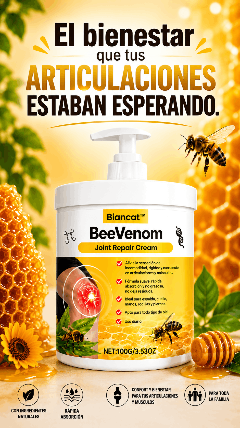 CREMA TERAPIA ARTICULAR BEE VENOM -  🐝 ¡Alivia tus molestias articulares con el poder del Veneno de Abeja!