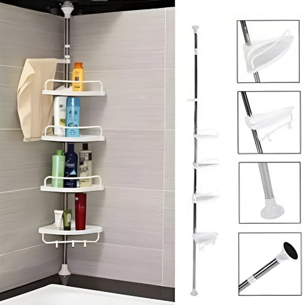 ✨PREMIUM™ ORGANIZADOR ESQUINERO DE BAÑO🔥 🛁Convierte una esquina vacía en 4 niveles de espacio y orden.
