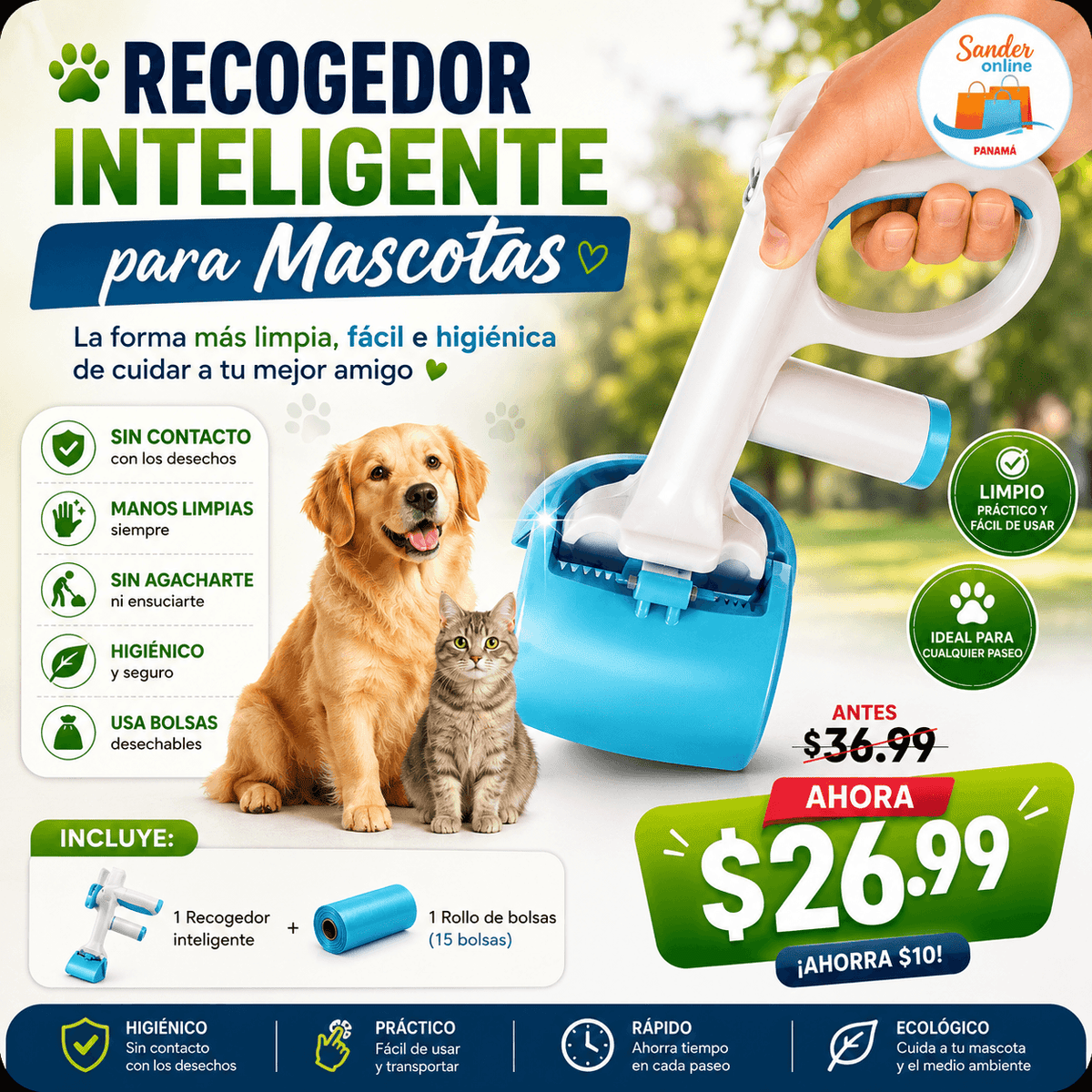 🐶 RECOGEDOR INTELIGENTE PARA MASCOTAS  - ❤️ ¡Disfruta cada paseo con tu peludito sin ensuciarte las manos!
